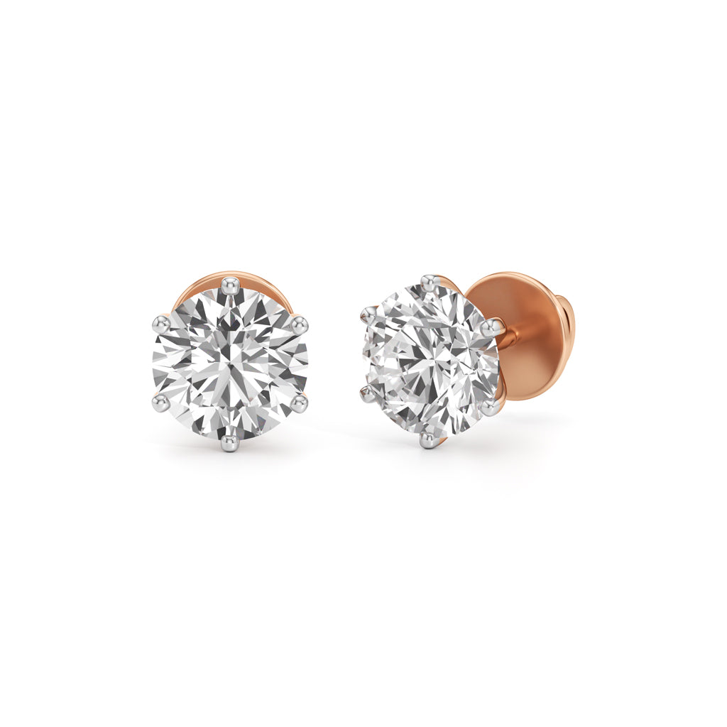 225Ct Round Shape Solitaire Studs Earrings