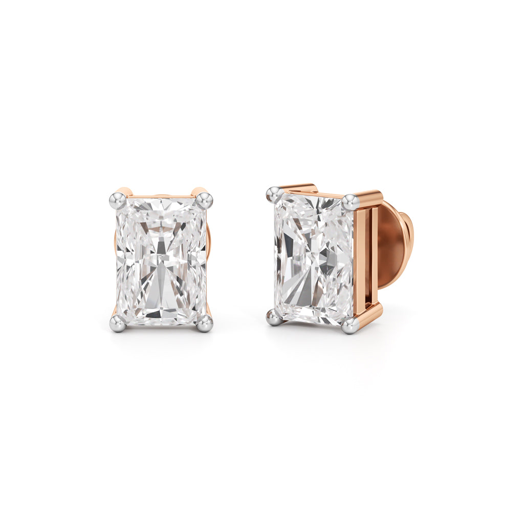 25Ct Radiant Shape Solitaire Studs Earrings