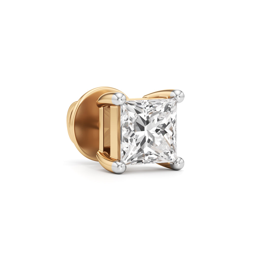 15Ct Princess Shape Solitaire Studs Earrings