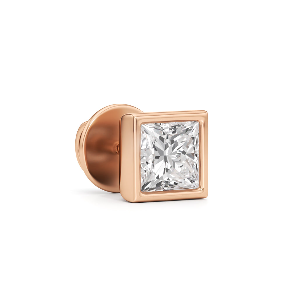 1Ct Princess Shape Solitaire Studs Earrings