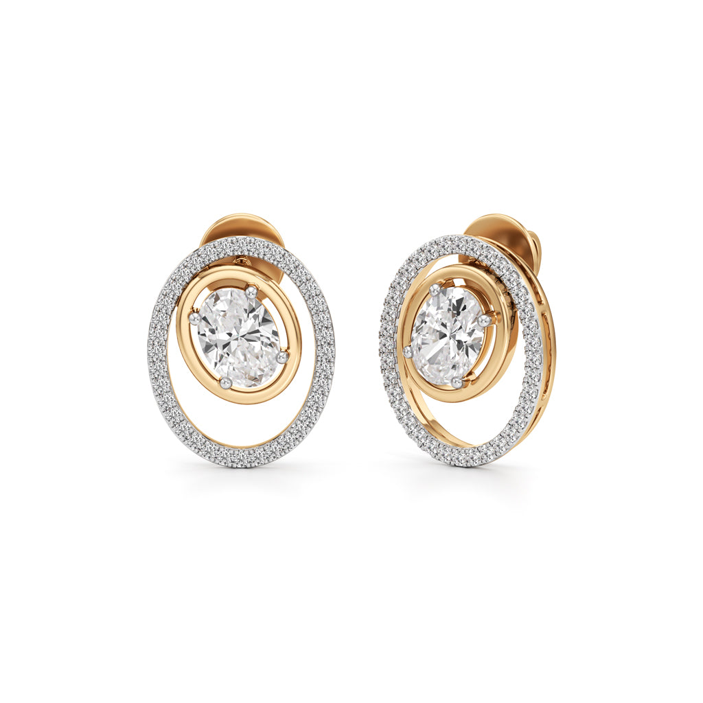 225Ct Oval Shape Fancy Studs Earrings