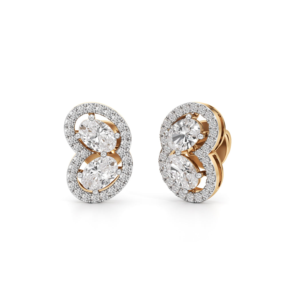 125Ct Round Shape Fancy Studs Earrings