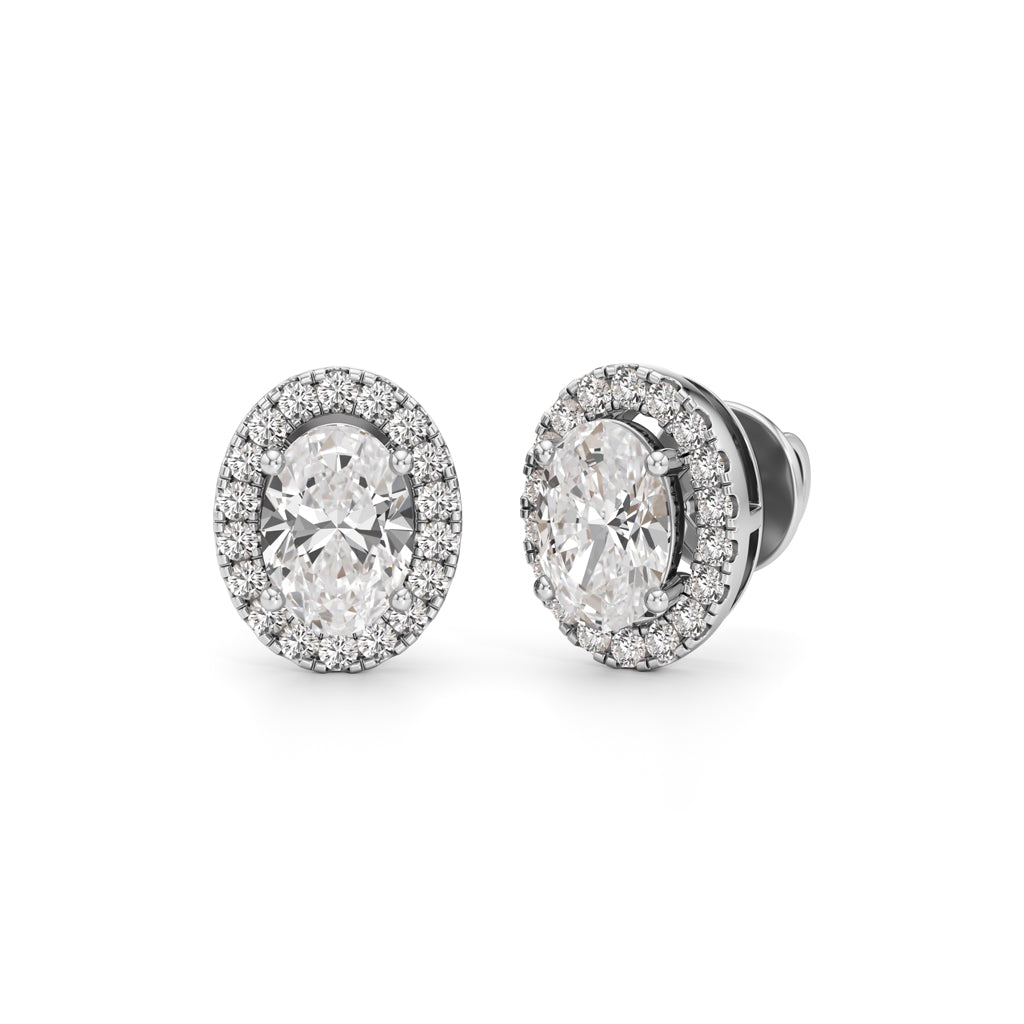 175Ct Round Shape Halo Studs Earrings