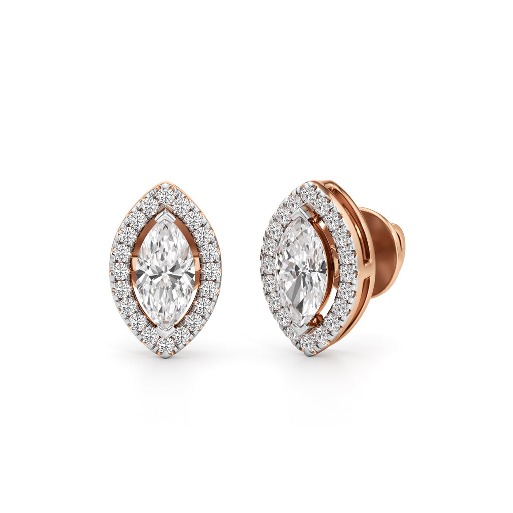 125Ct Marquise Shape Halo Studs Earrings