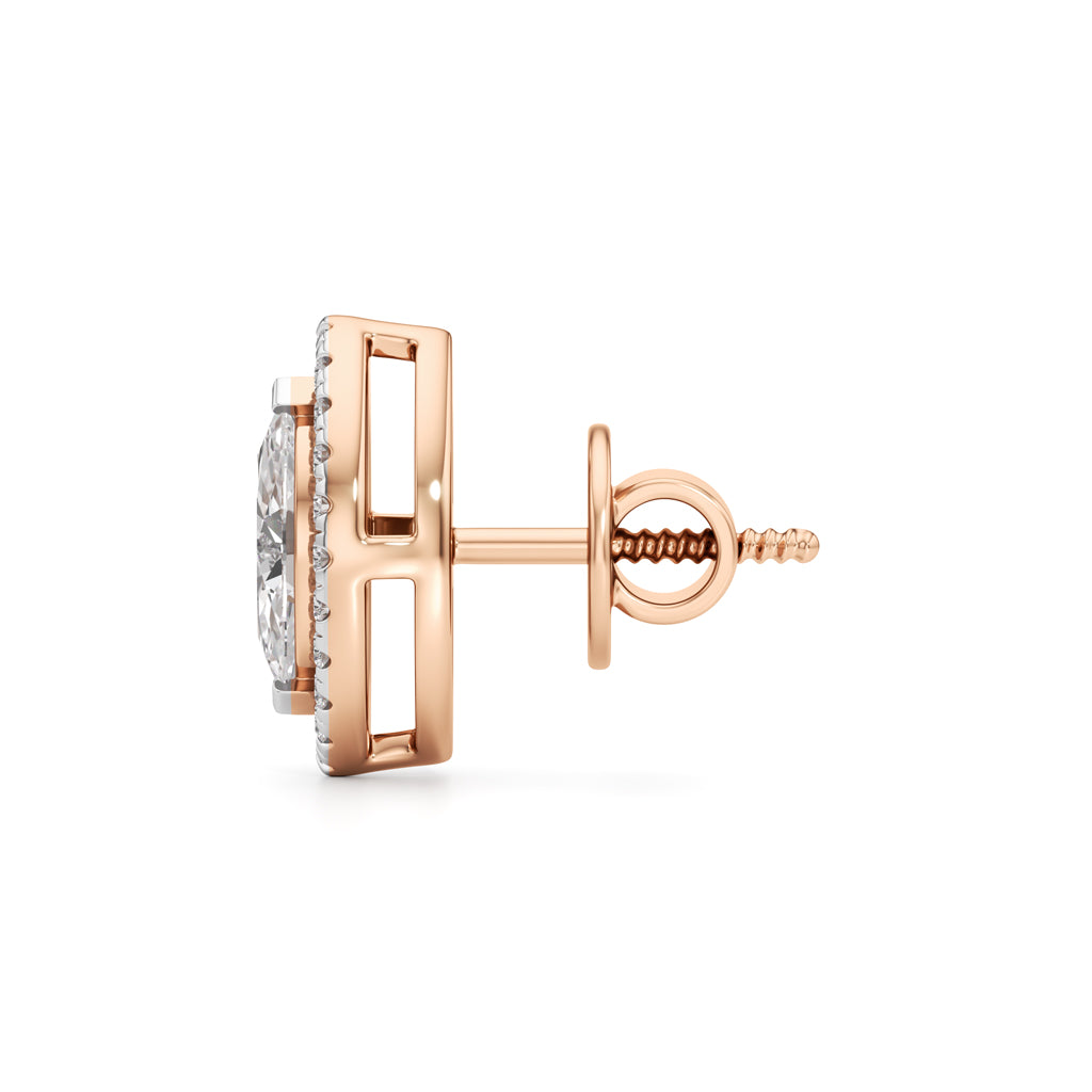 125Ct Marquise Shape Halo Studs Earrings