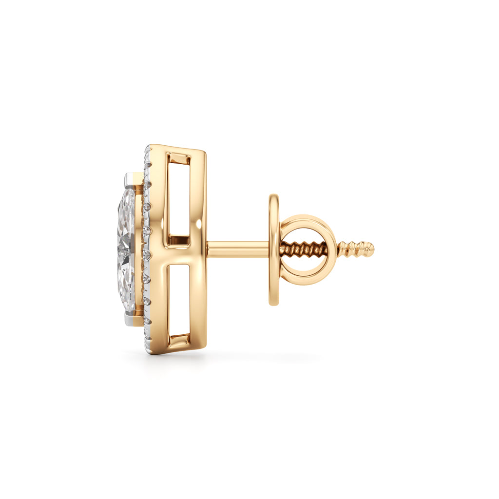 125Ct Marquise Shape Halo Studs Earrings