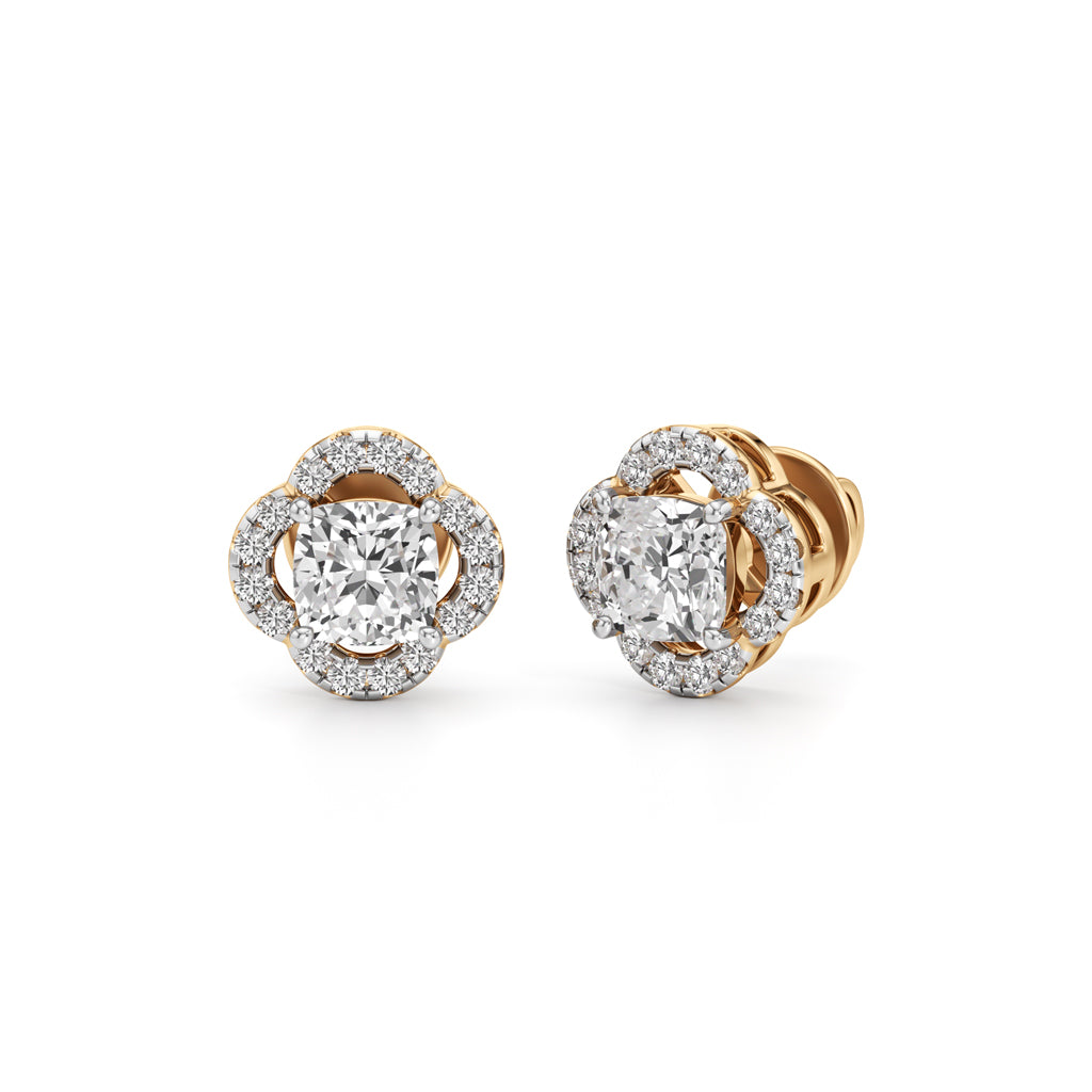 175Ct Cushion Shape Halo Studs Earrings
