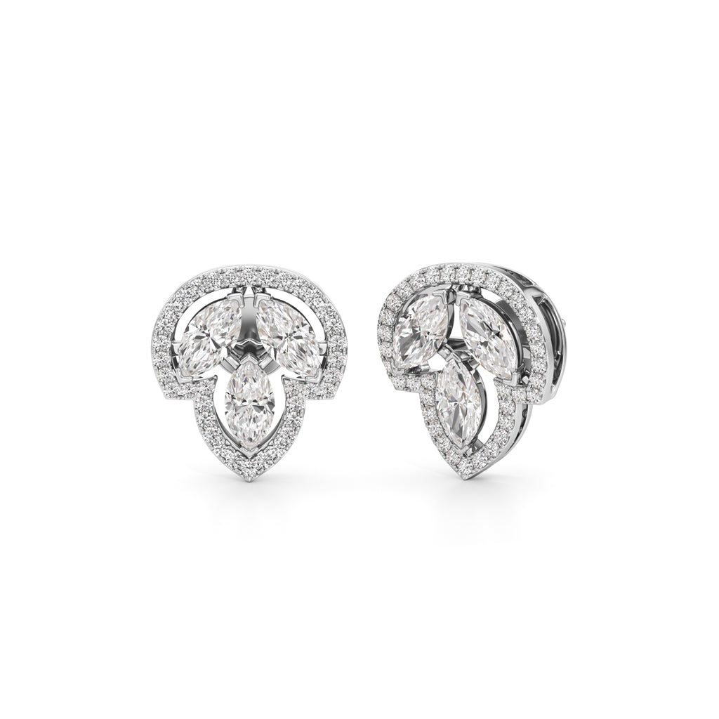175Ct Marquise Shape Halo Studs Earrings