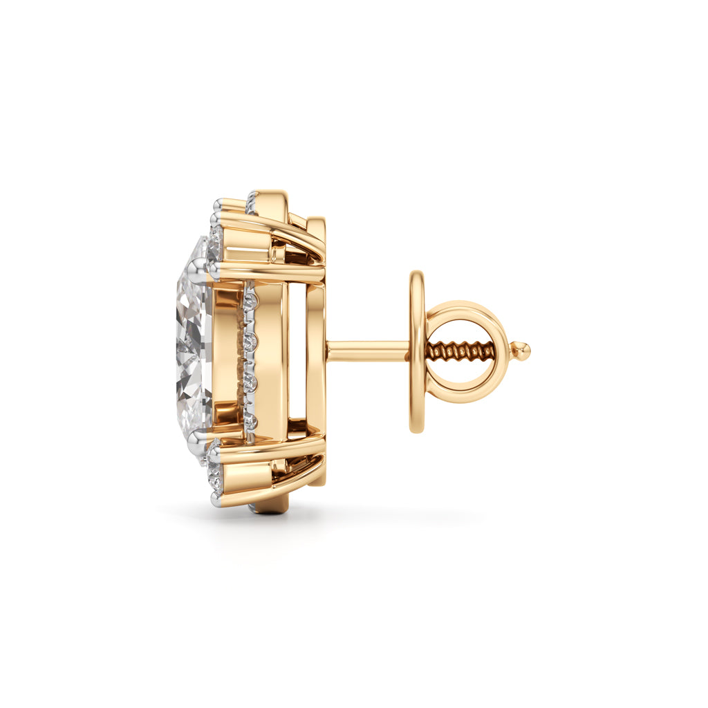375Ct Oval Shape Halo Studs Earrings