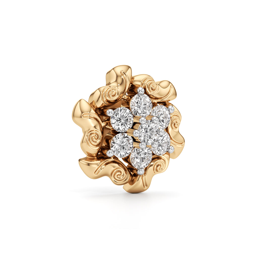 075Ct Round Shape Fancy Studs Earrings