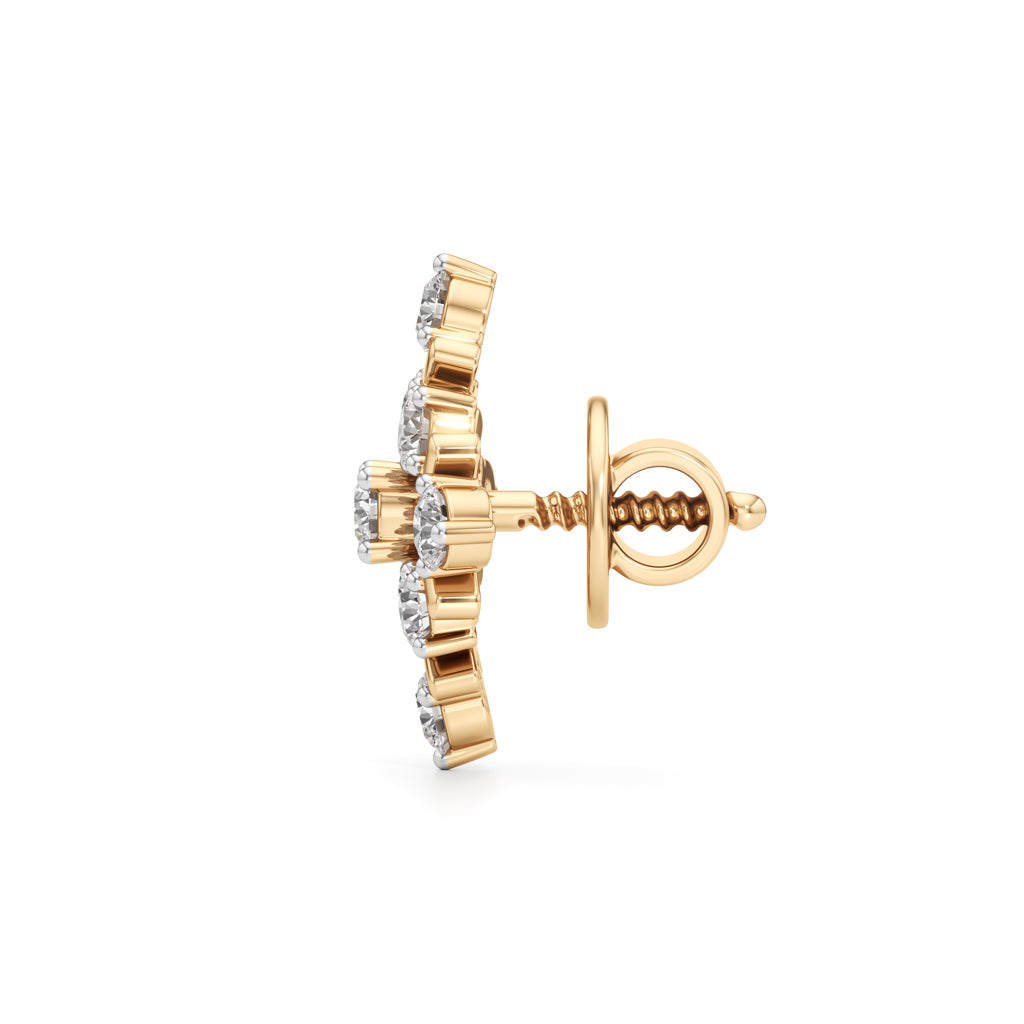 075Ct Round Shape Fancy Studs Earrings