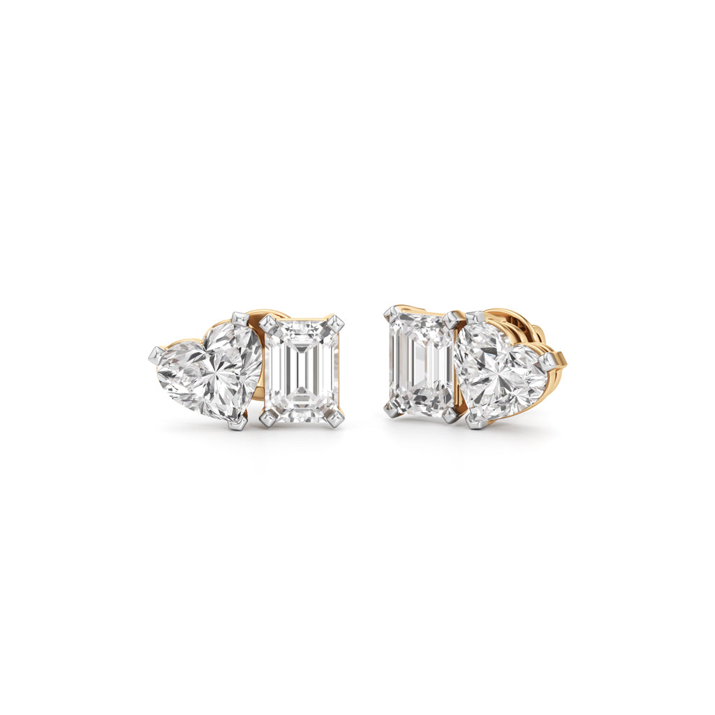 5Ct Emerald ShapeSolitaire Studs Earrings
