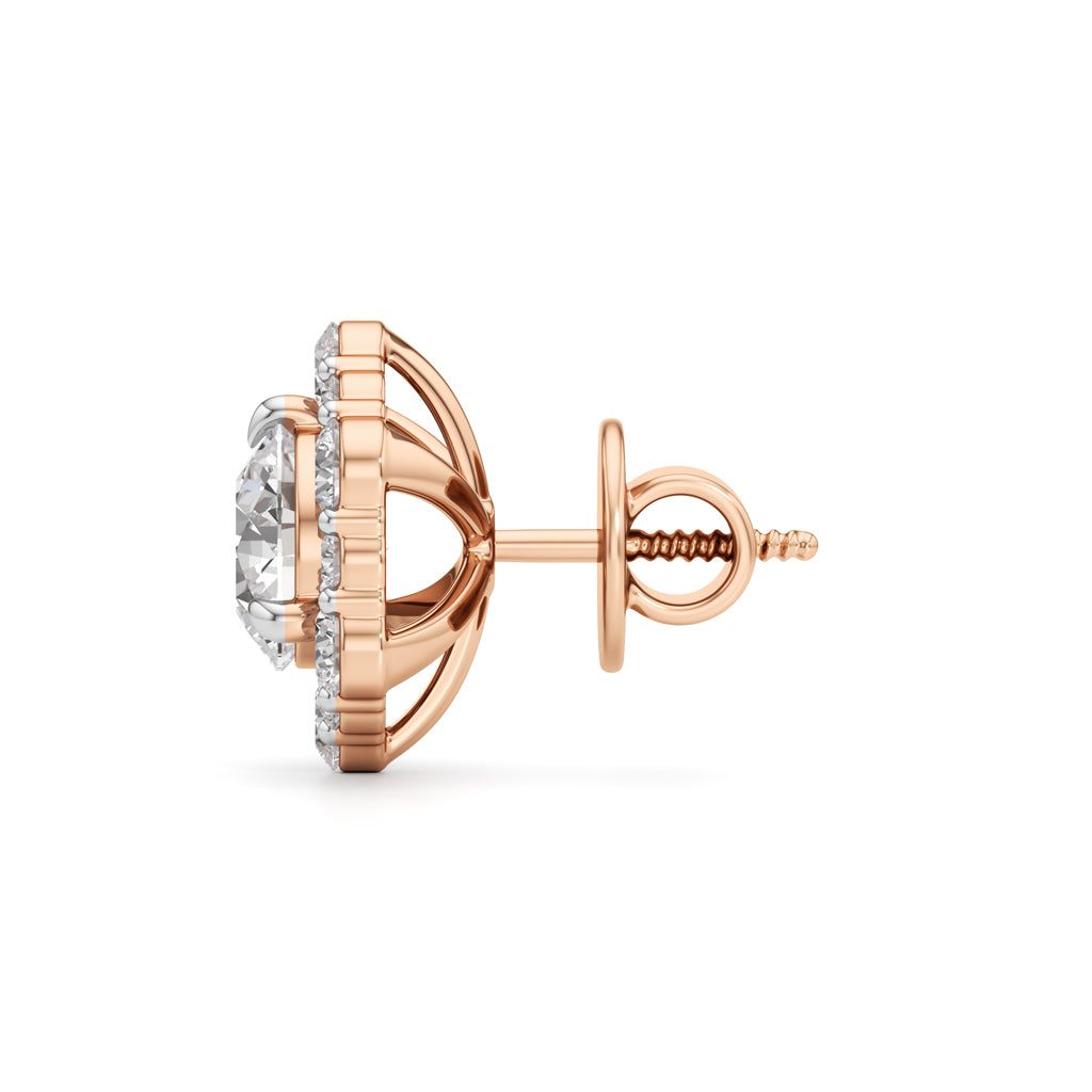 175Ct Round Shape Halo Studs Earrings