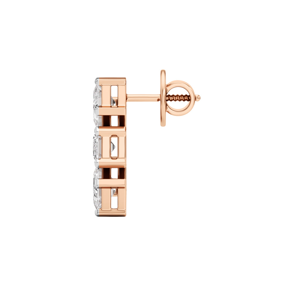 3Ct Emerald ShapeFancy Studs Earrings