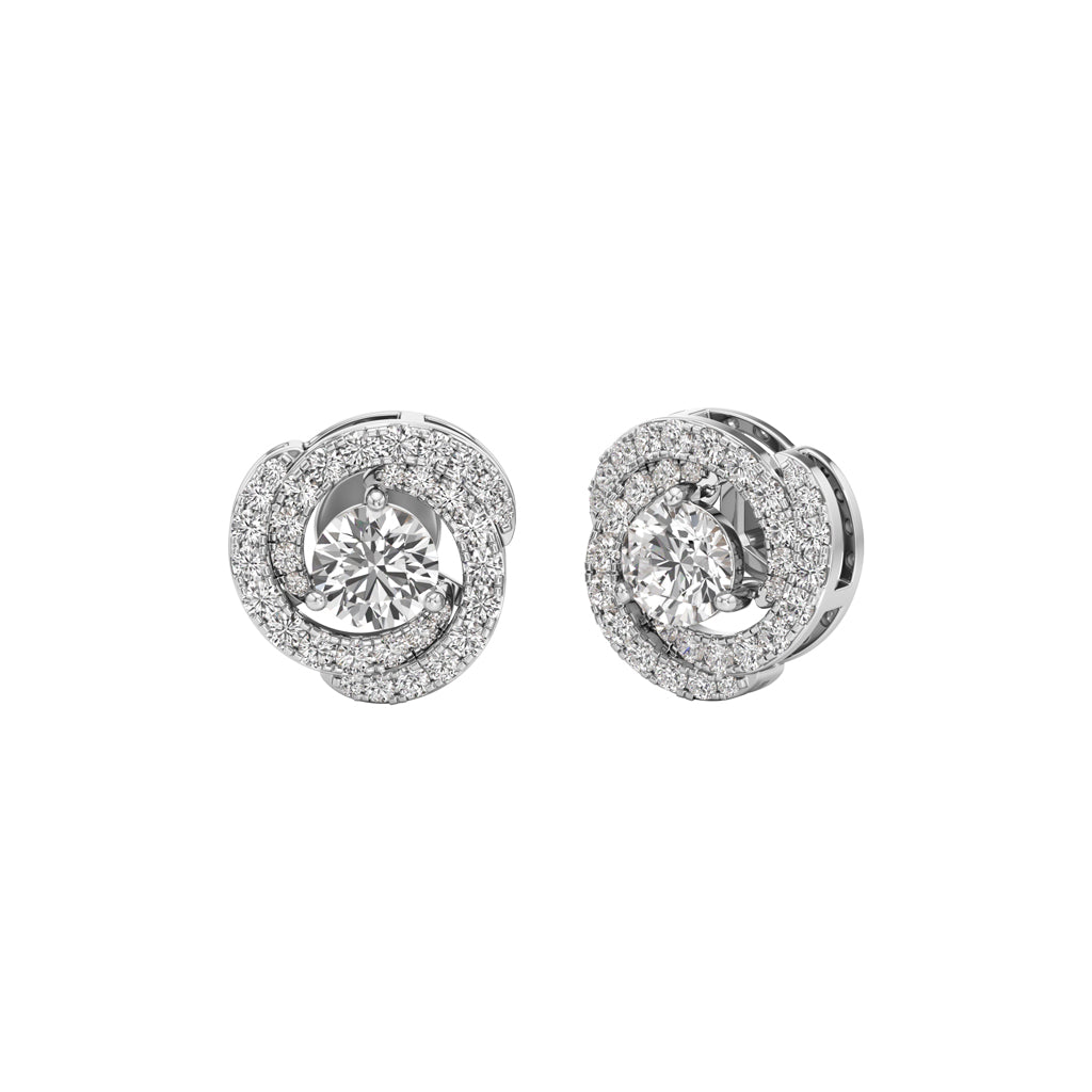 225Ct Round Shape Halo Studs Earrings