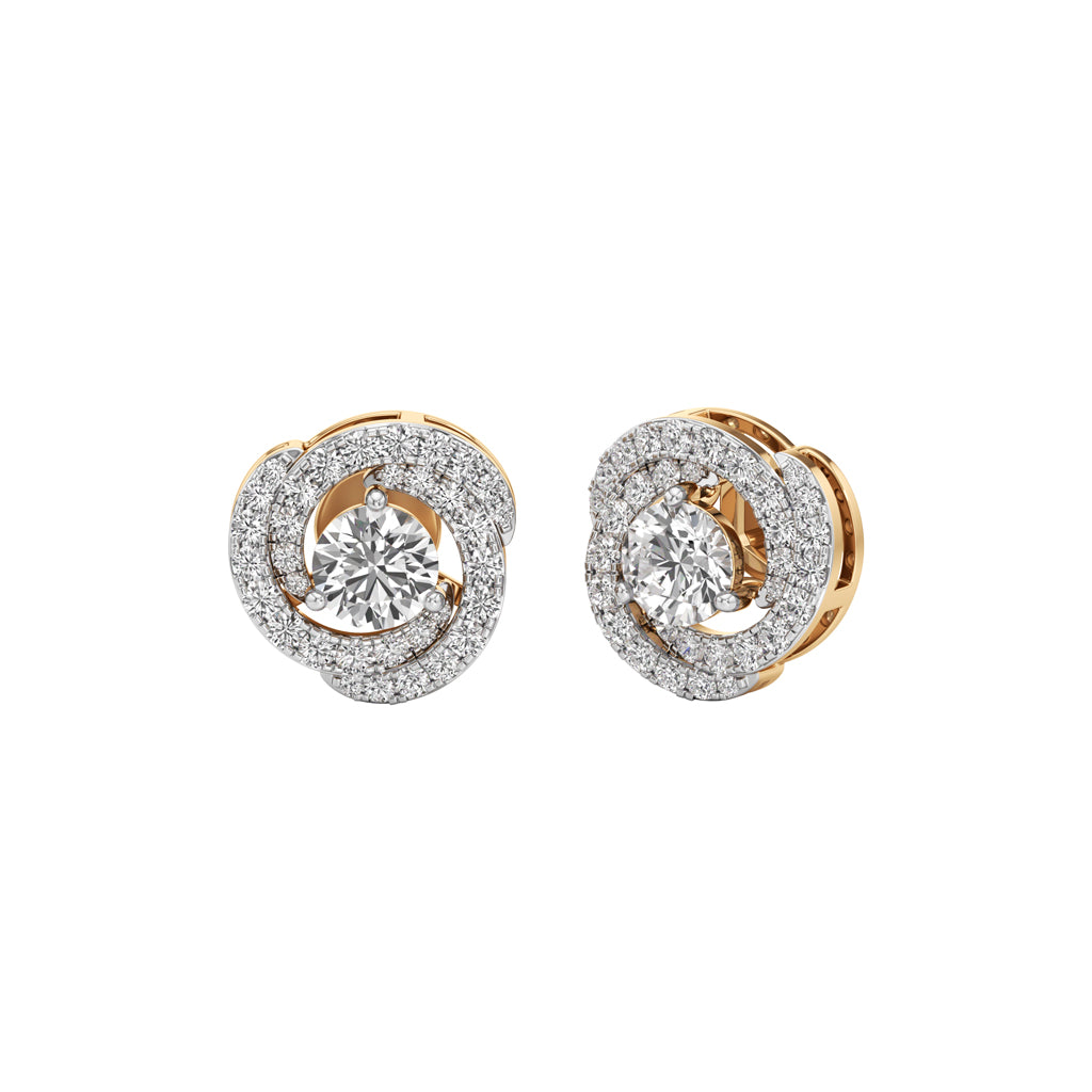 225Ct Round Shape Halo Studs Earrings