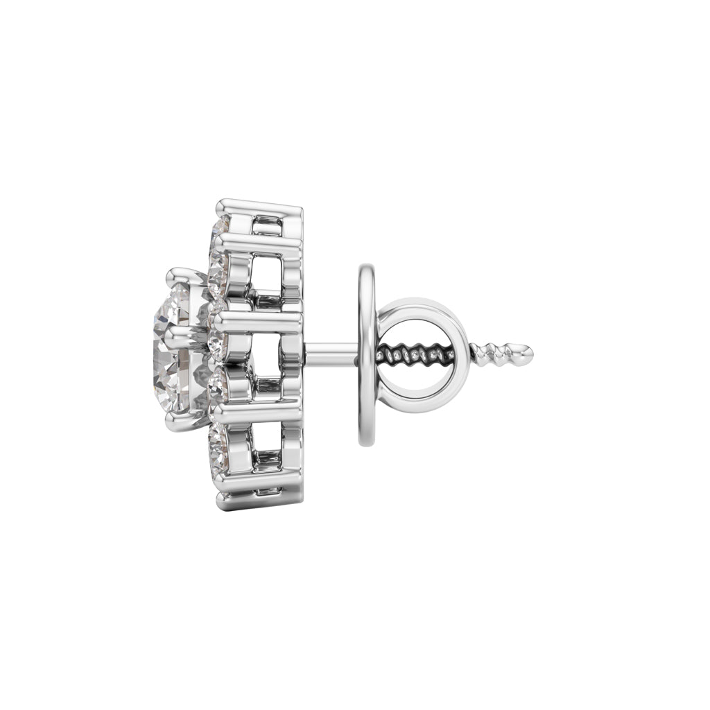 25Ct Round Shape Halo Studs Earrings
