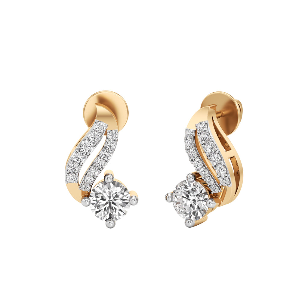 075Ct Round Shape Fancy Studs Earrings