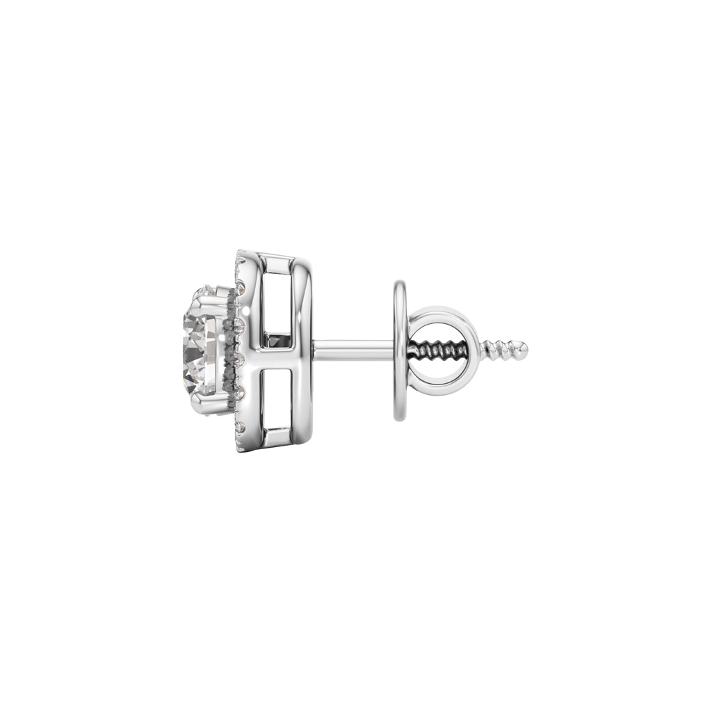 175Ct Round Shape Halo Studs Earrings
