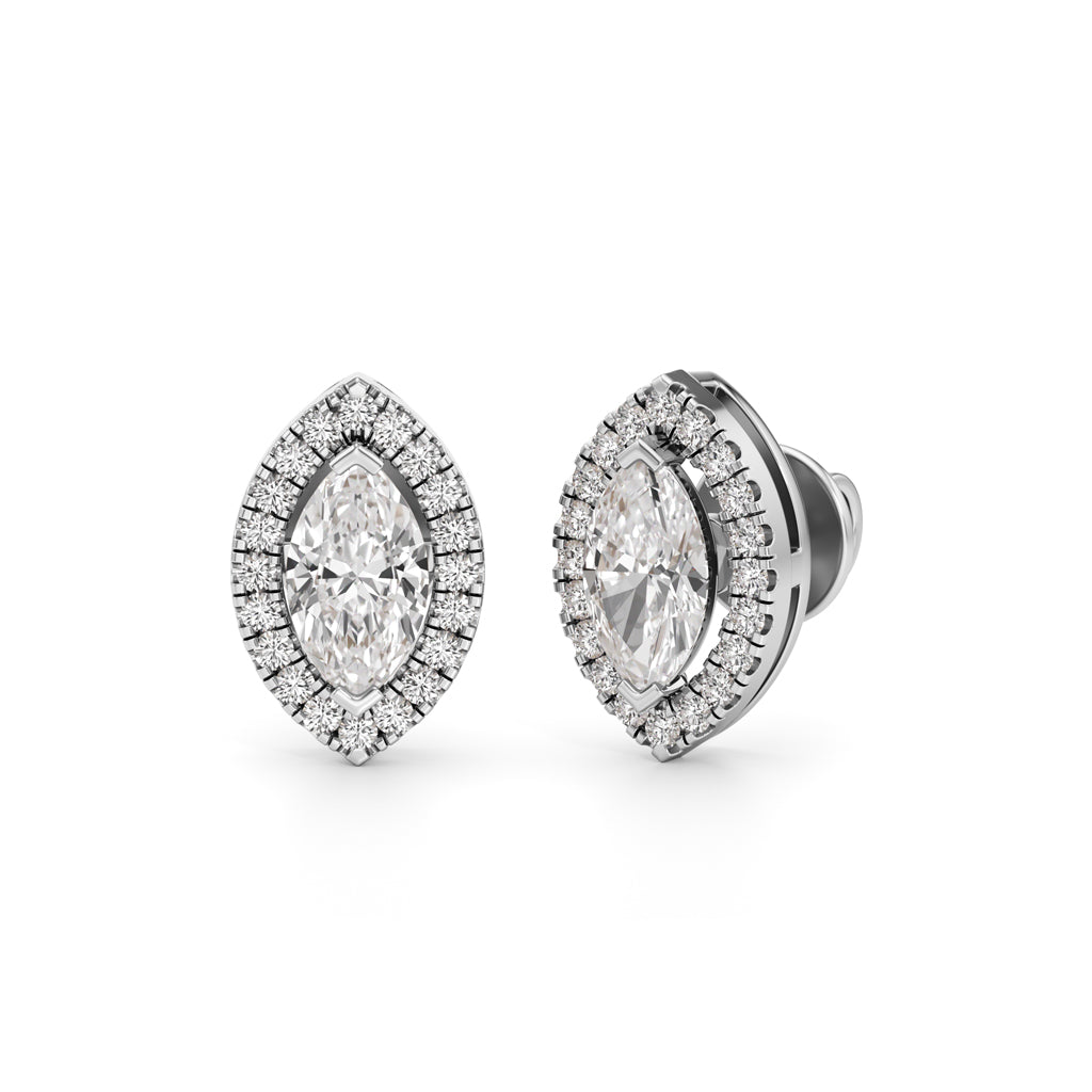 125Ct Halo Stud Diamond Gold Earrings