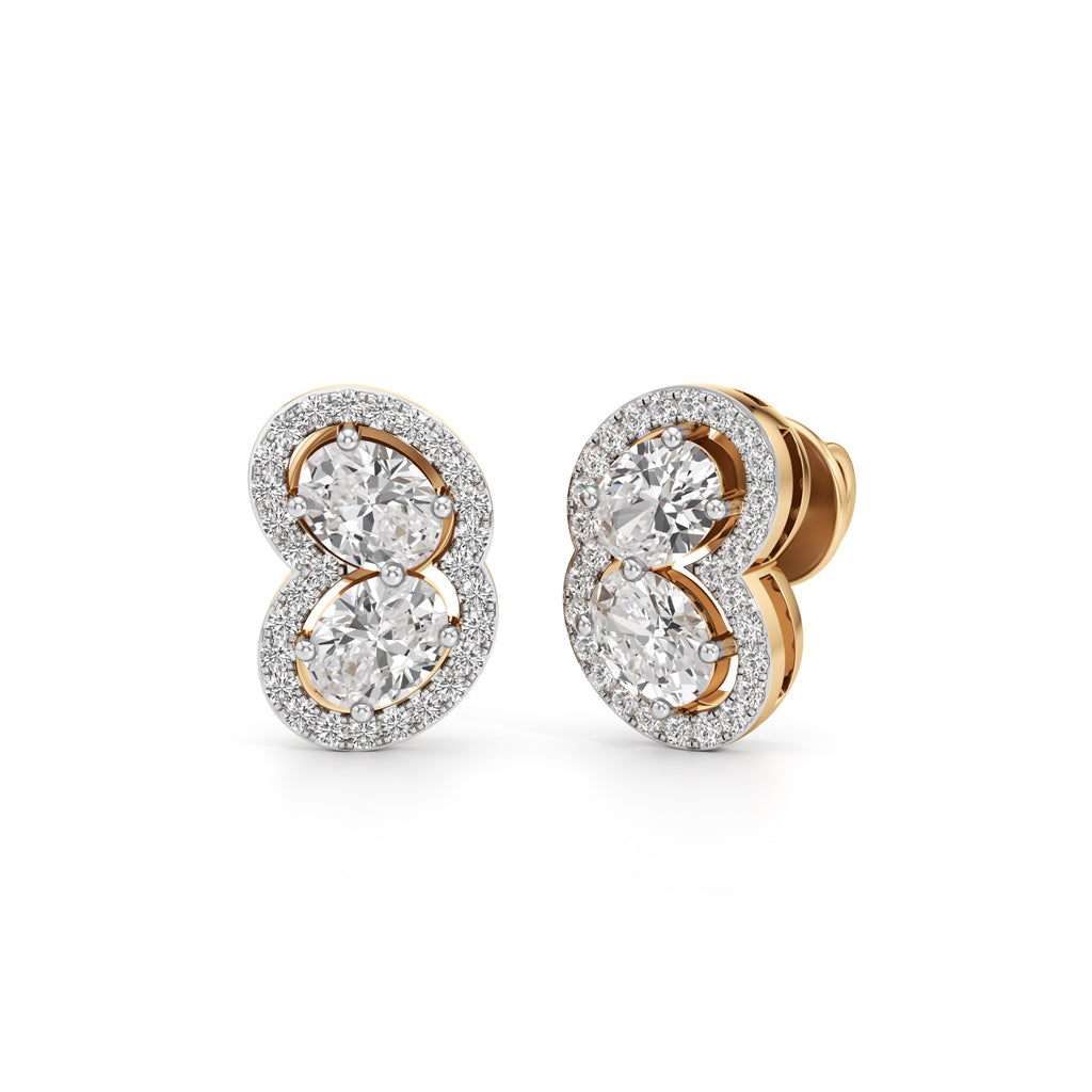 150Ct Fancy Stud Diamond Gold Earrings