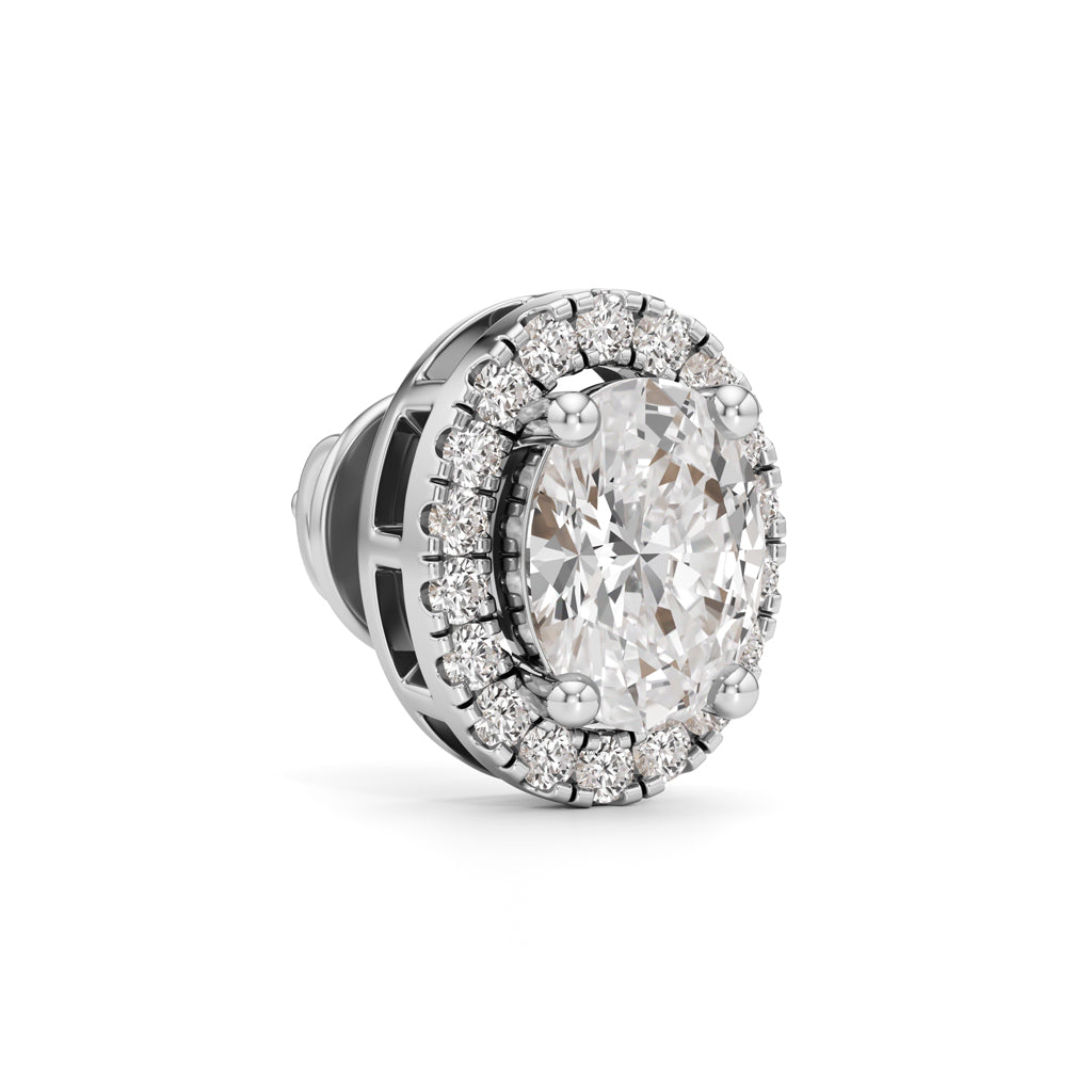 175CT Oval Halo Diamond Stud Earrings