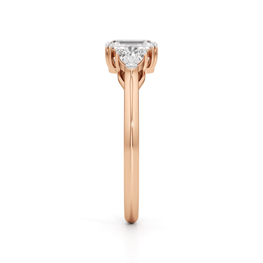 Celestia Emerald Pear Trio Ring