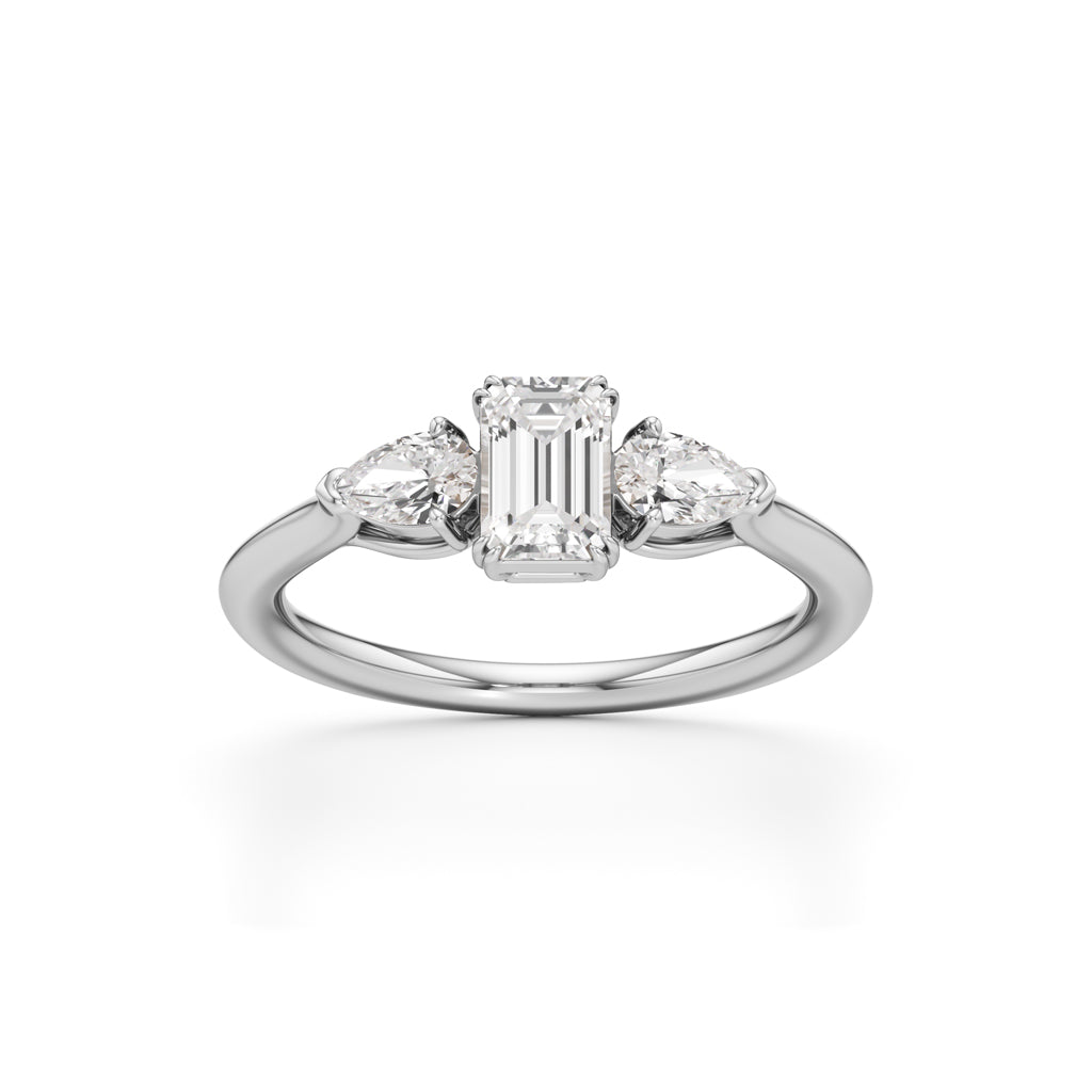 Celestia Emerald Pear Trio Ring