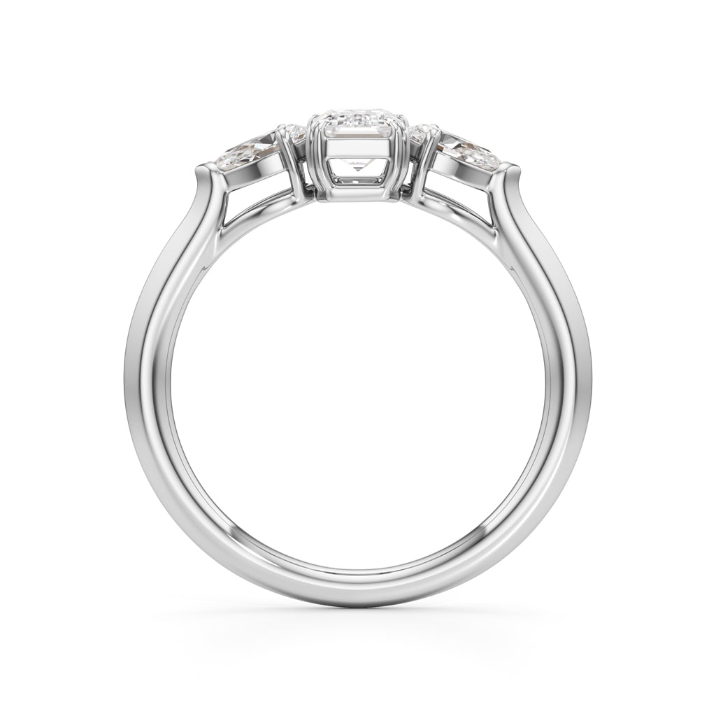 Celestia Emerald Pear Trio Ring