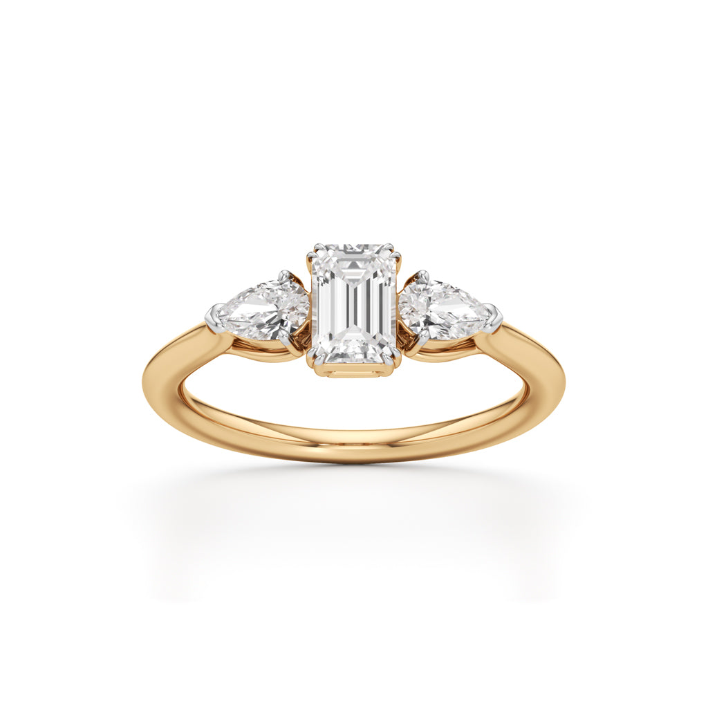 Celestia Emerald Pear Trio Ring
