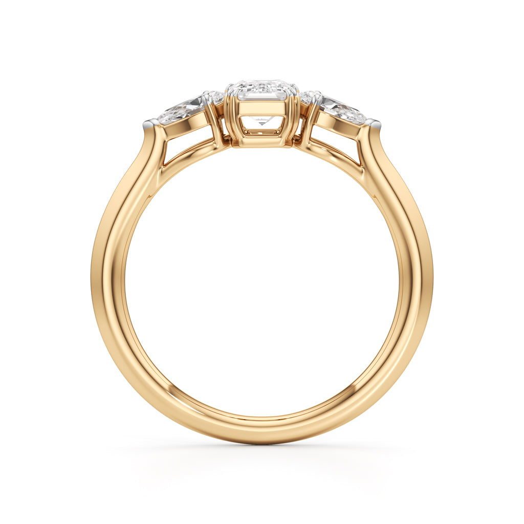 Celestia Emerald Pear Trio Ring