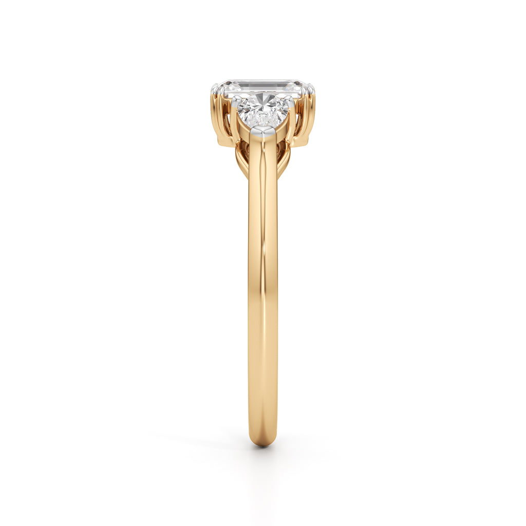 Celestia Emerald Pear Trio Ring