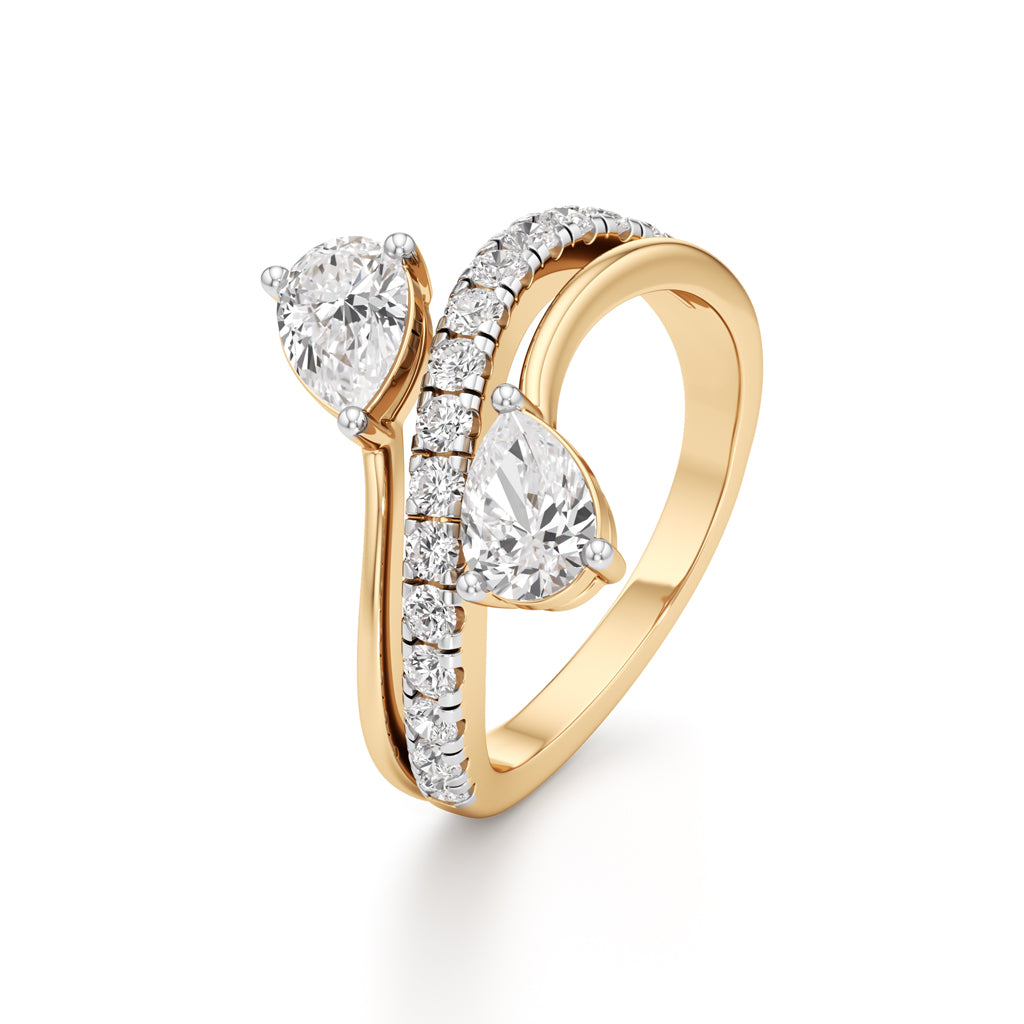 Luminescent Pear Pave Diamond Wrap Ring