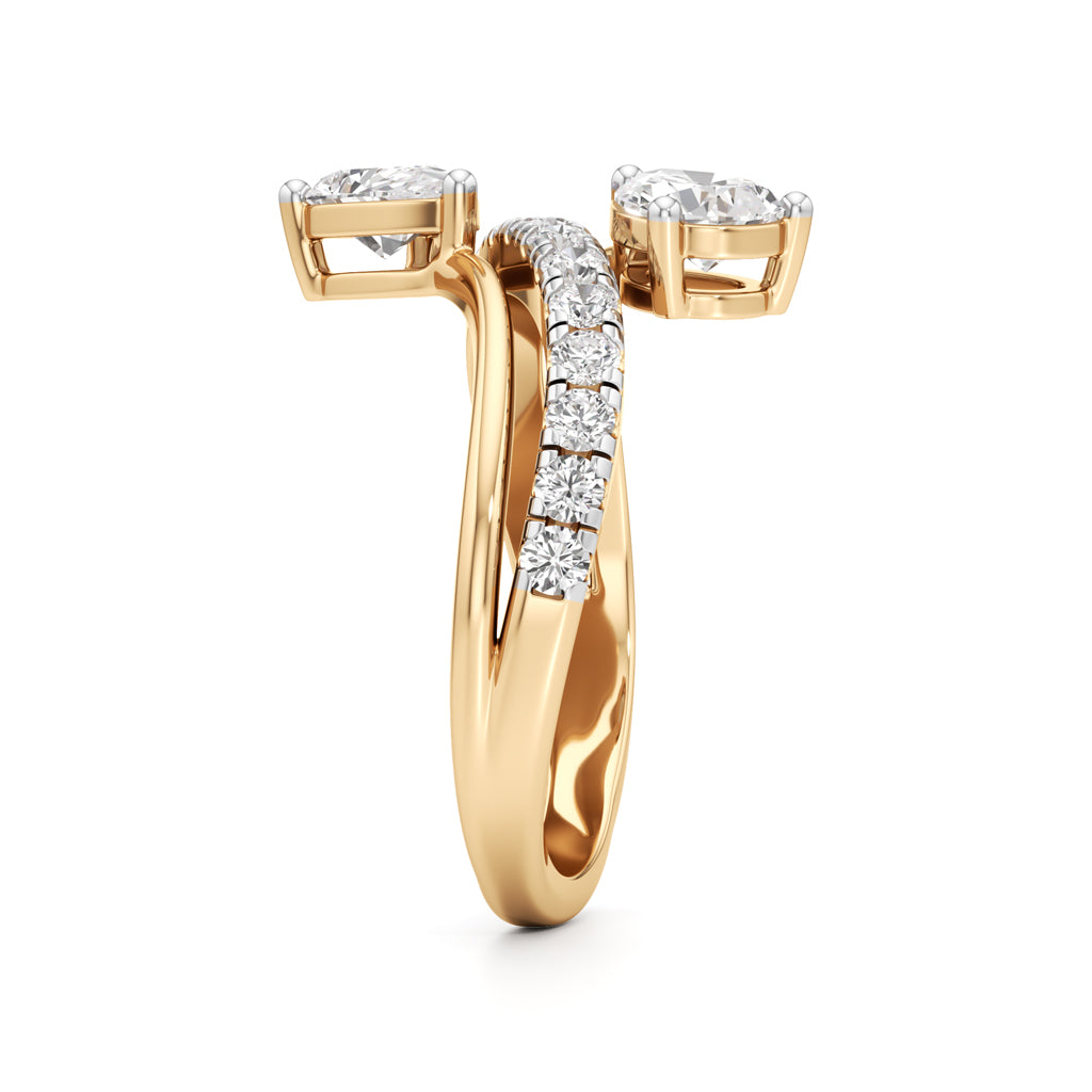 Luminescent Pear Pave Diamond Wrap Ring