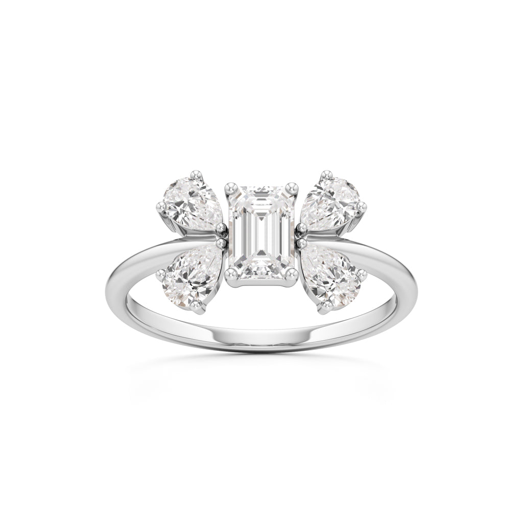 Emerald Cut Pear Glimstripe Ring