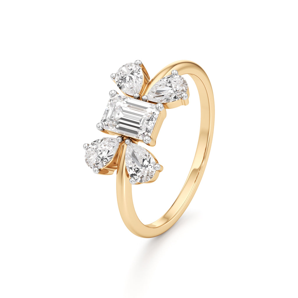 Emerald Cut Pear Glimstripe Ring