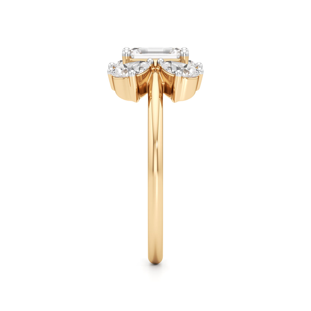 Emerald Cut Pear Glimstripe Ring