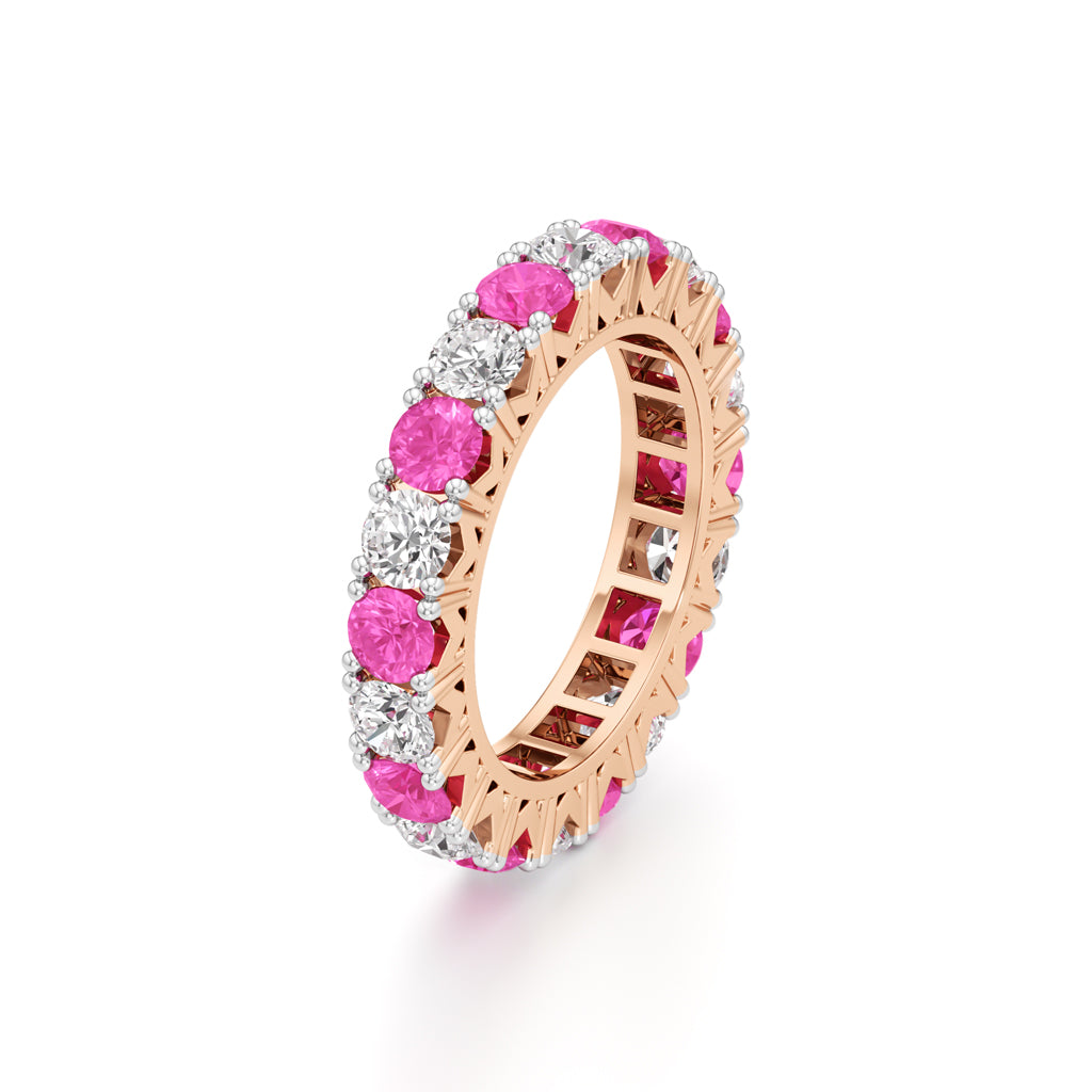 Pink Sapphire Diamond Eternity Band