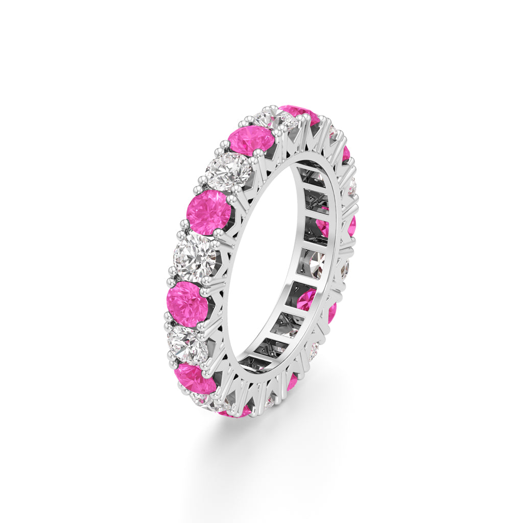 Pink Sapphire Diamond Eternity Band