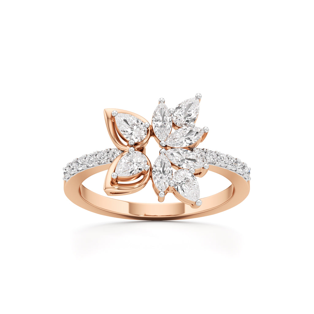 Marquise Pear Diamond Floral Ring
