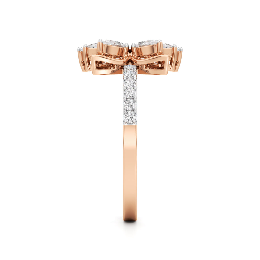 Marquise Pear Diamond Floral Ring