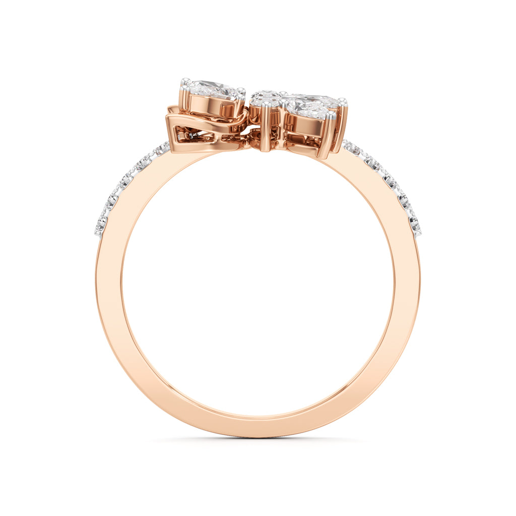 Marquise Pear Diamond Floral Ring