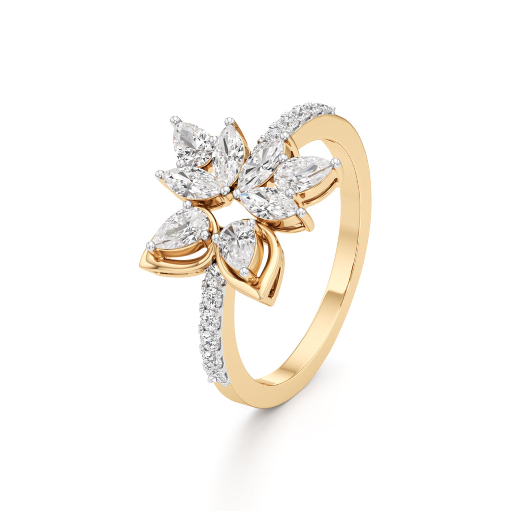 Marquise Pear Diamond Floral Ring