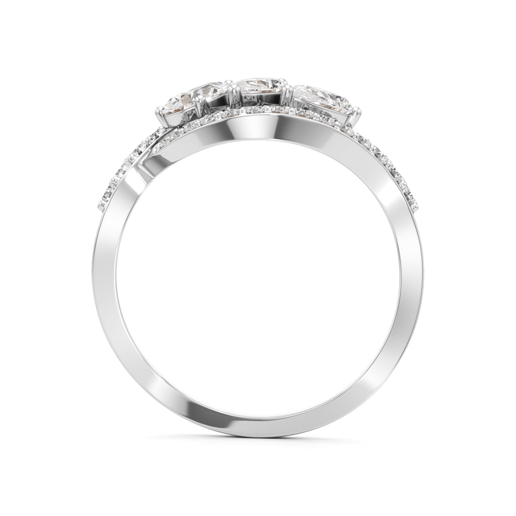 Marquise and Pear Diamond Wavy Ring