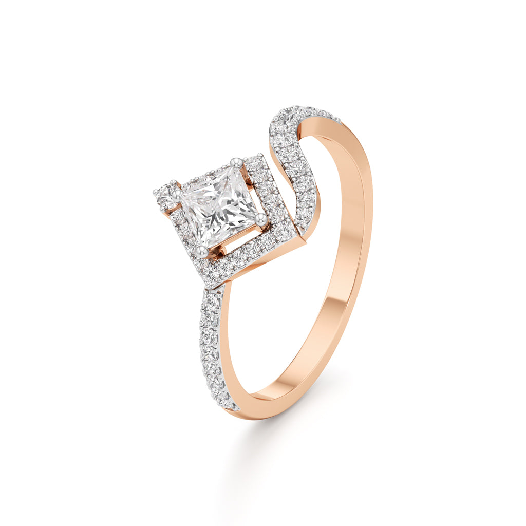 Princess Diamond Halo Bypass Ring