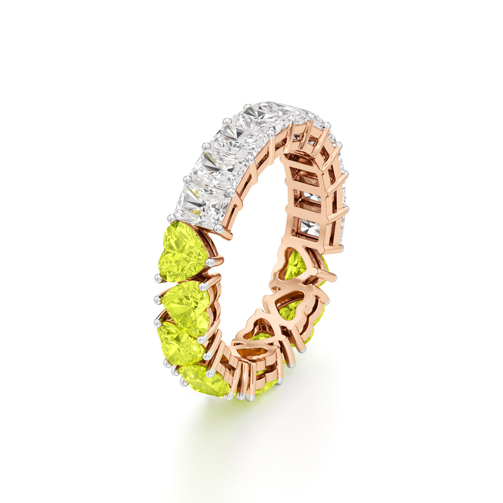 DualTone Heart Radiant Cut Eternity Band