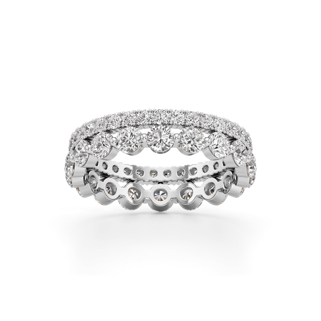 Double Row Pave Bezel Set Diamond Eternity Band