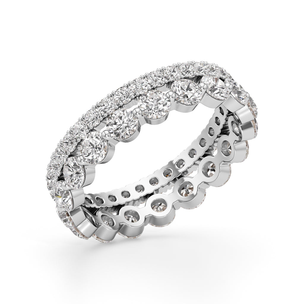Double Row Pave Bezel Set Diamond Eternity Band