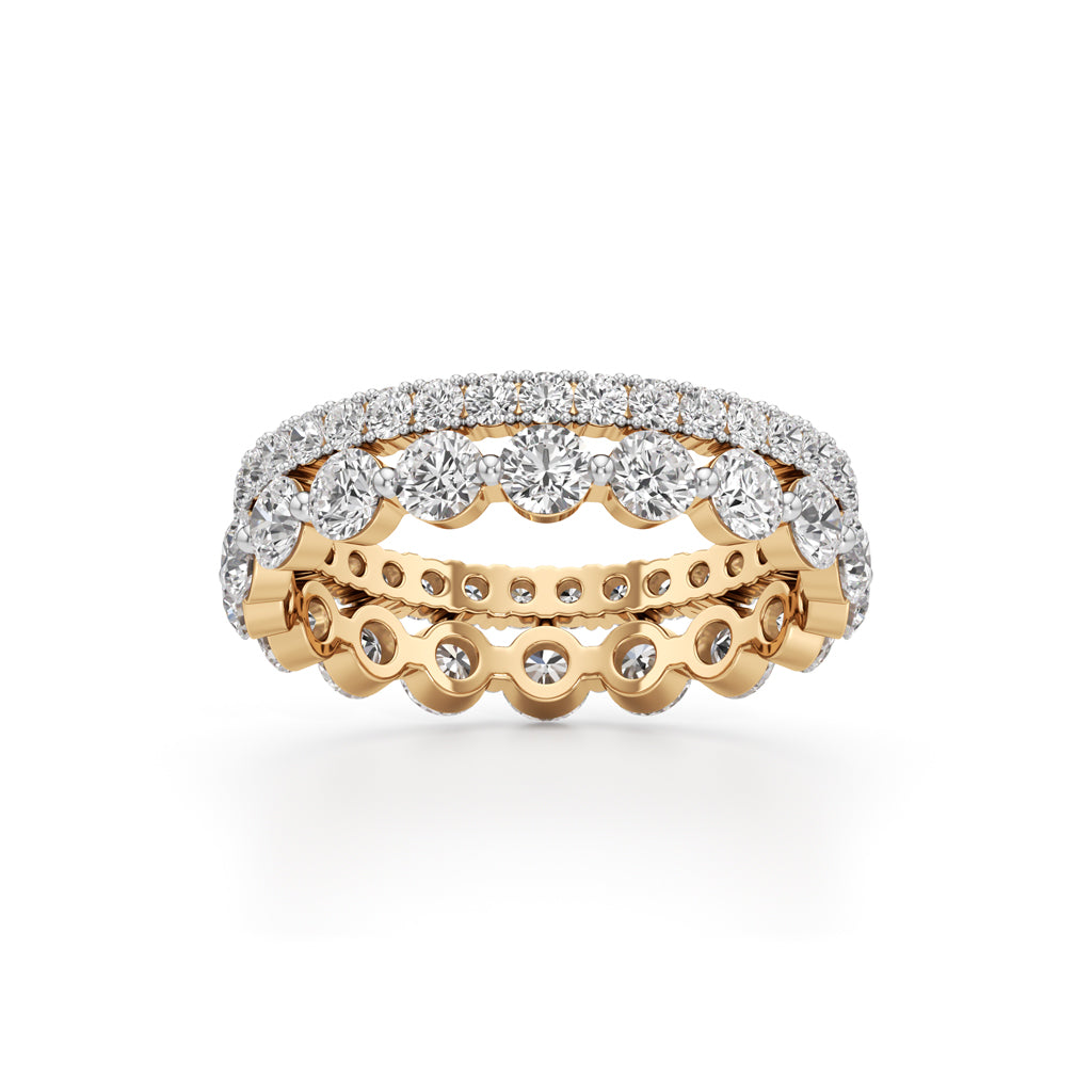 Double Row Pave Bezel Set Diamond Eternity Band