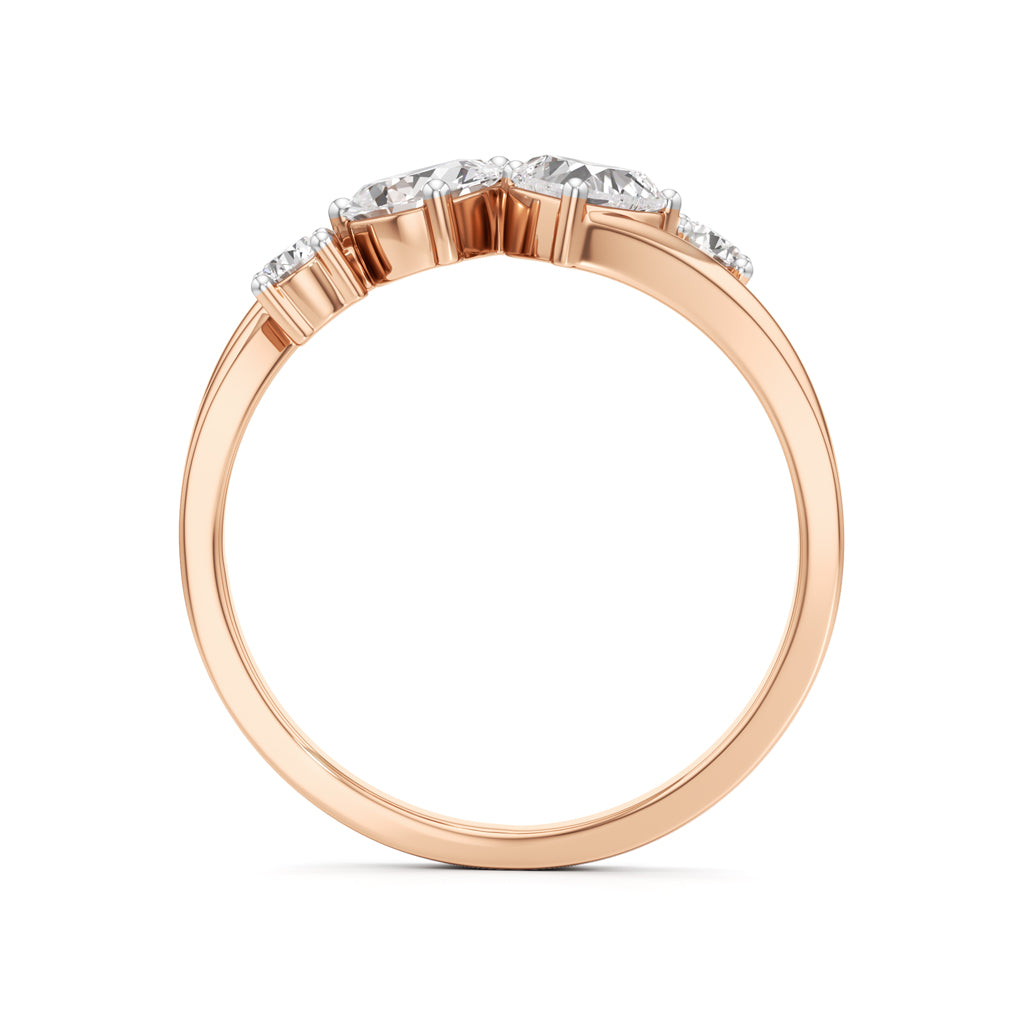 Whimsical MultiShape Diamond Bypass Ring